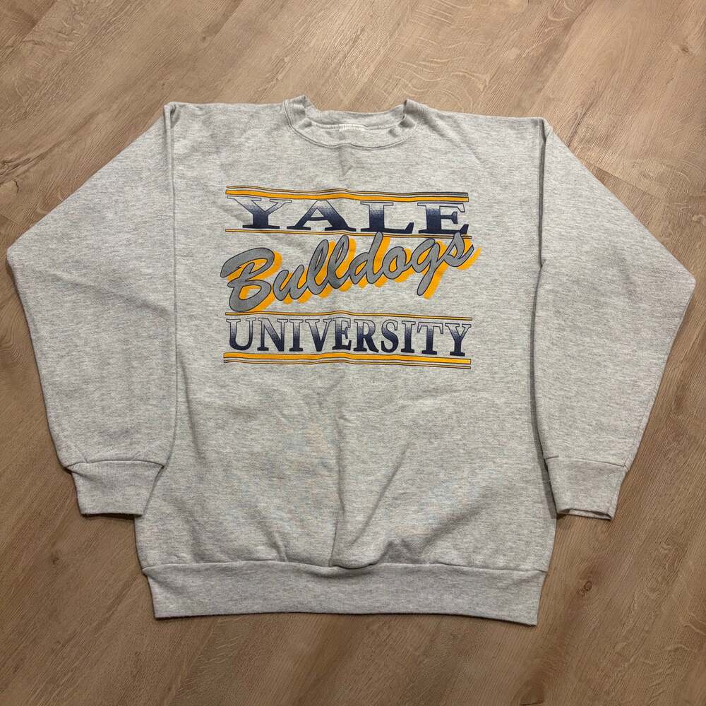 Vintage 90s Yale University Bulldogs Sweatshirt Men's XL Pullover Crewneck Gray
